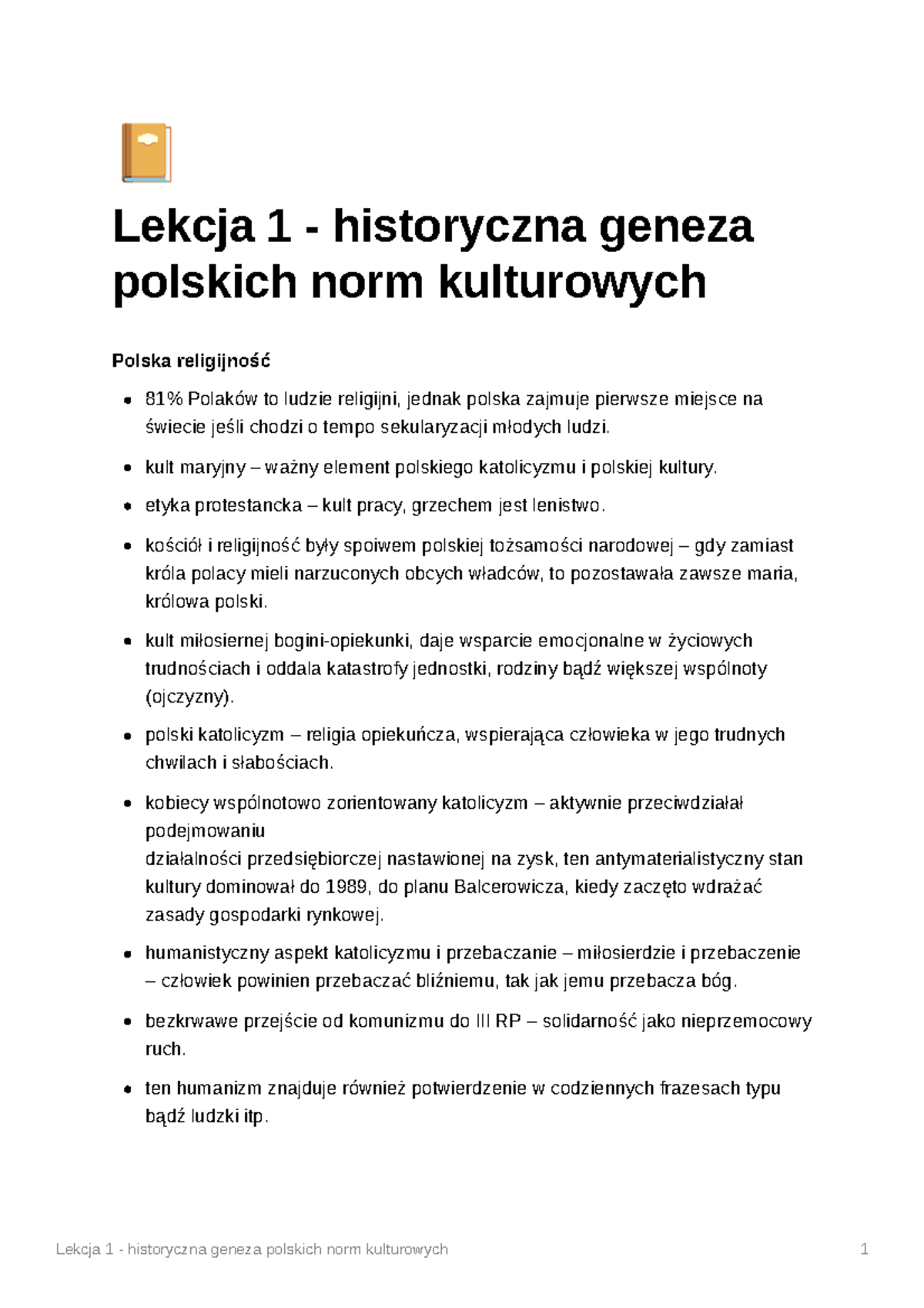 ćwiczenia kulturowa 6 - Notatki z modułów e-learningowych - Lekcja 1