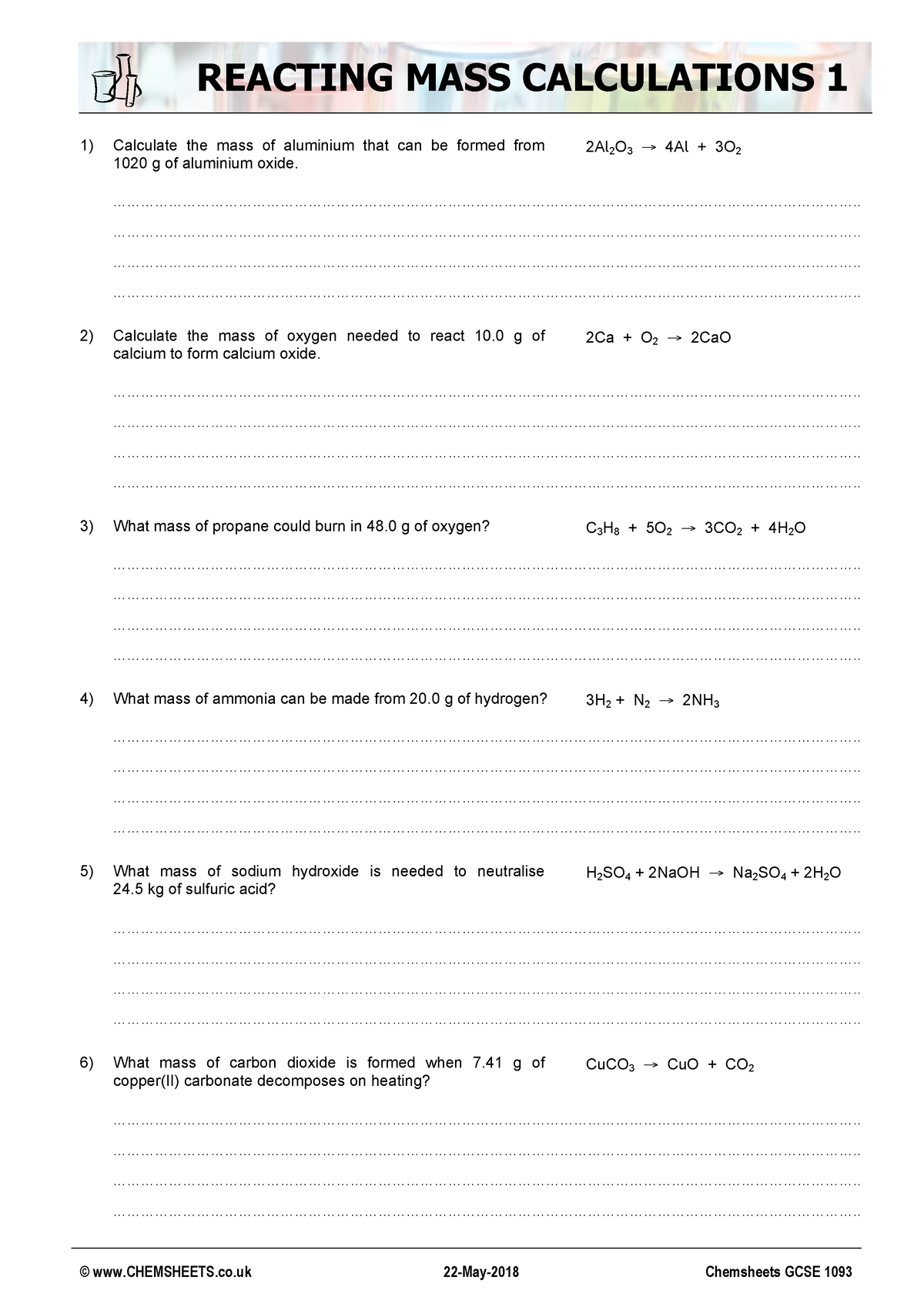 Chemsheets-GCSE-1093-Reacting-mass-calculations-1 - © CHEMSHEETS.co 22 ...