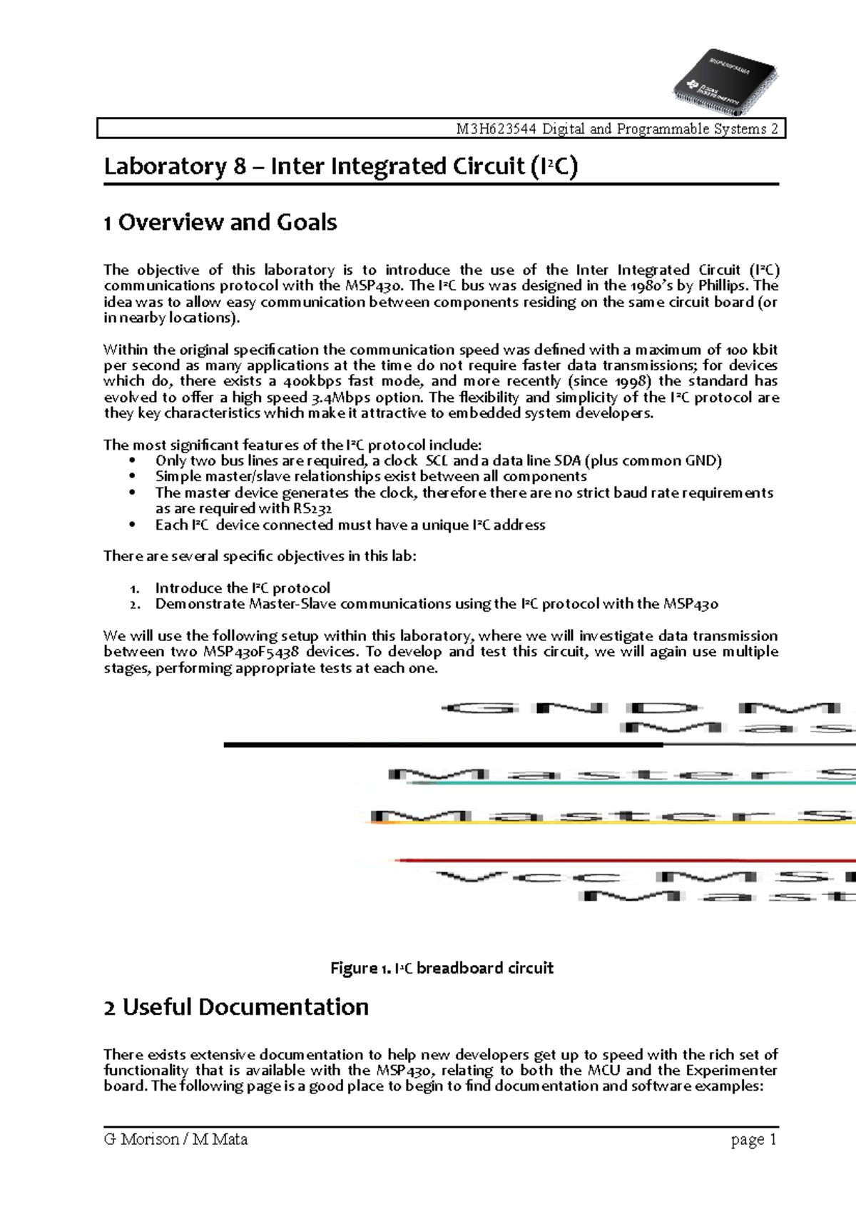 Laboratory 8 I2C - M3H623544 Digital and Programmable Systems 2 ...