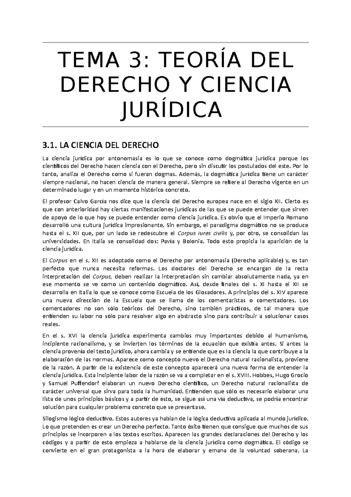 Teoria DEL Derecho TEMA 3 - TEMA 3: TEORÍA DEL DERECHO Y CIENCIA ...