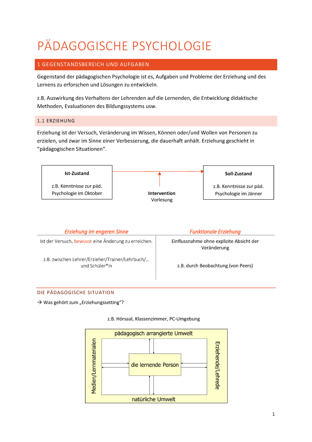 Pädagogische Psychologie Zusammenfassung WS 2021 - PÄDAGOGISCHE ...