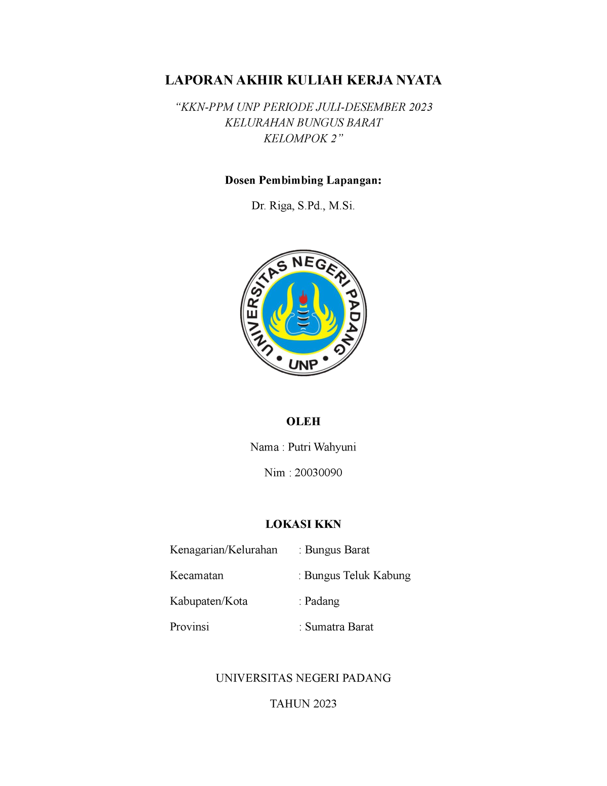 12 Putri Wahyuni Laporan Akhir Kuliah Kerja Nyata - LAPORAN AKHIR ...