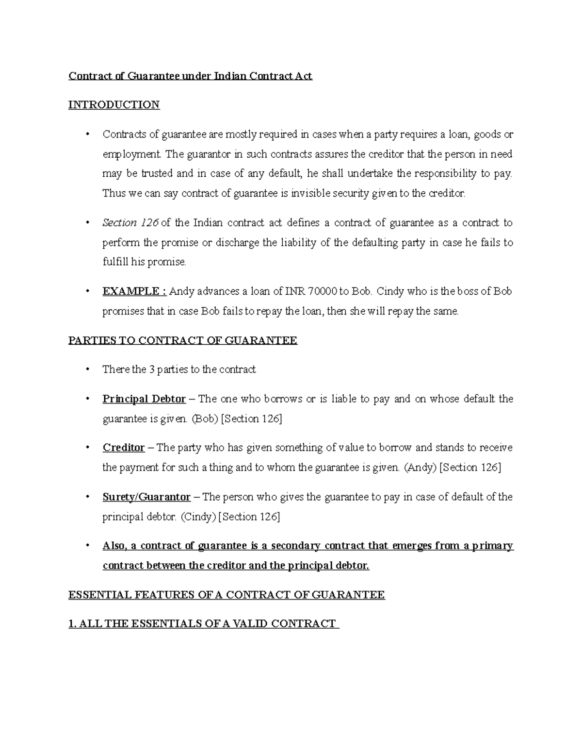 Contract of Guarantee - The guarantor in such contracts assures the ...