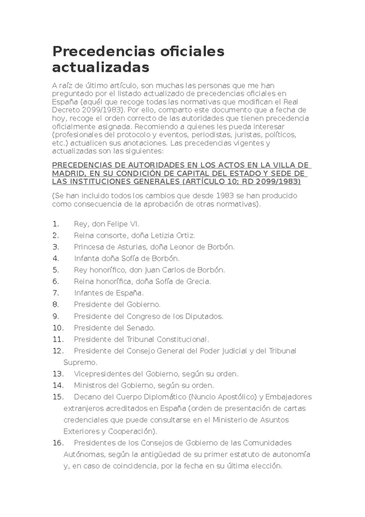 Precedencias Oficiales Actualizadas - Precedencias Oficiales ...