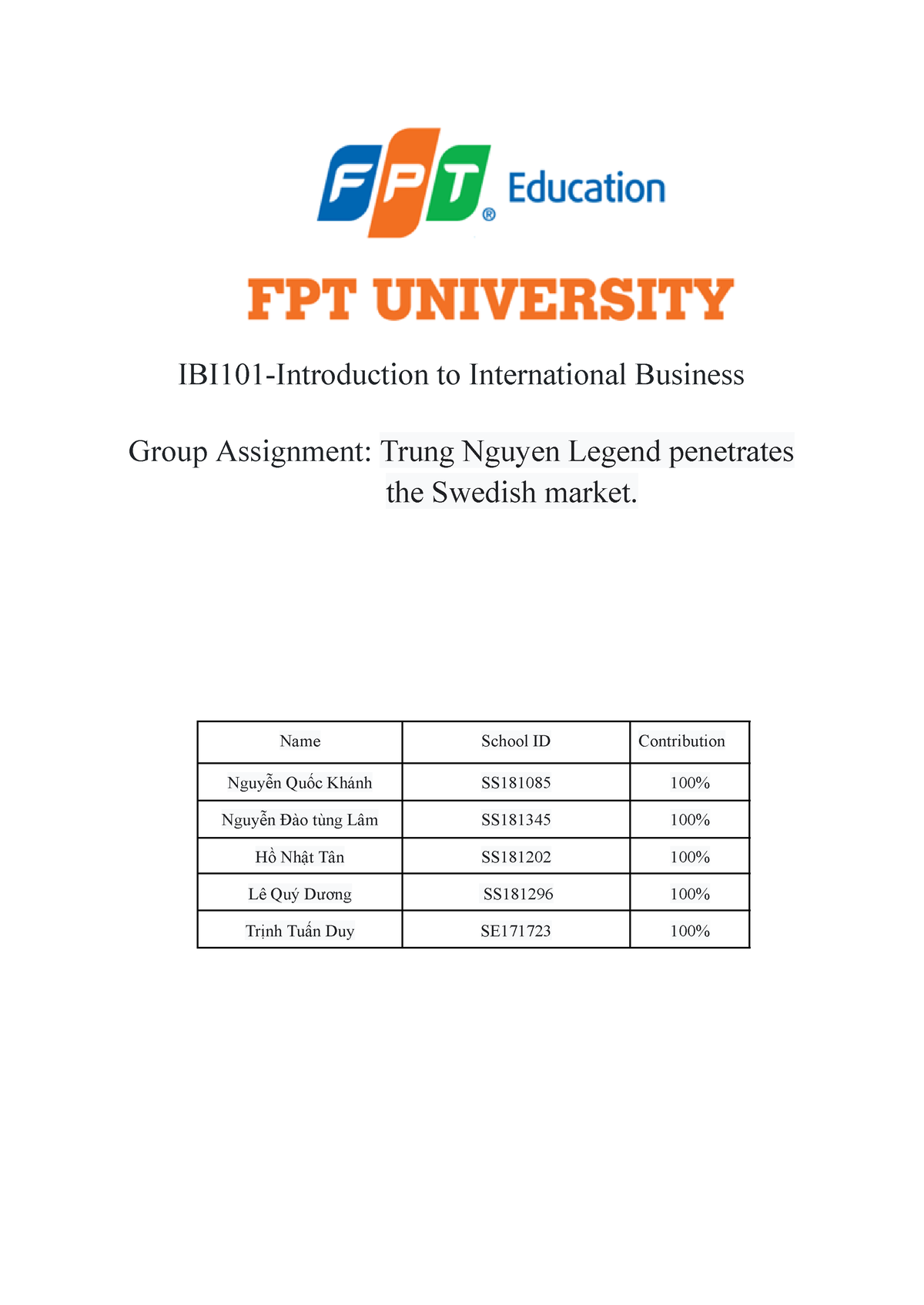 international business group assignment