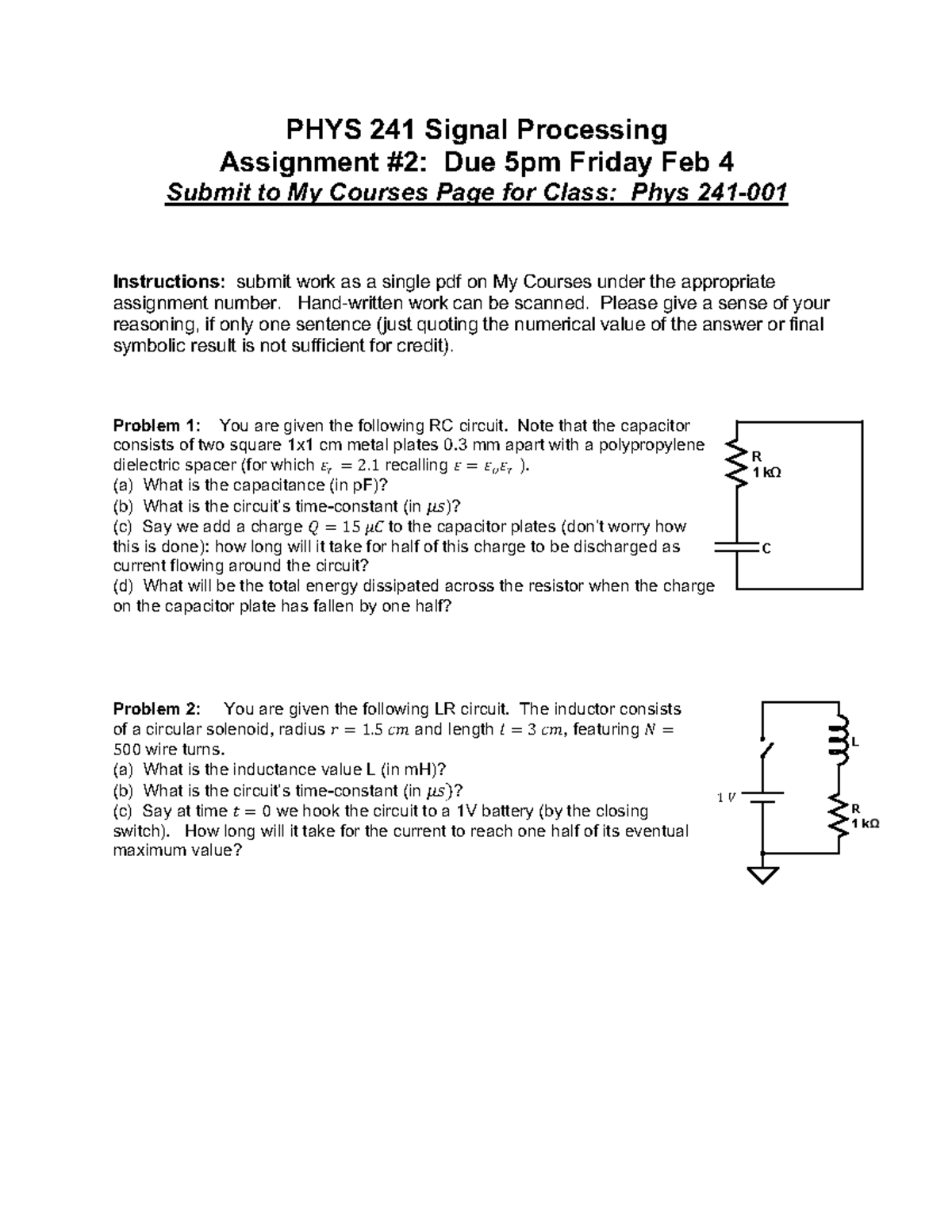 Phys 241 2022 Assignment 2 - PHYS 241 Signal Processing Assignment #2 ...