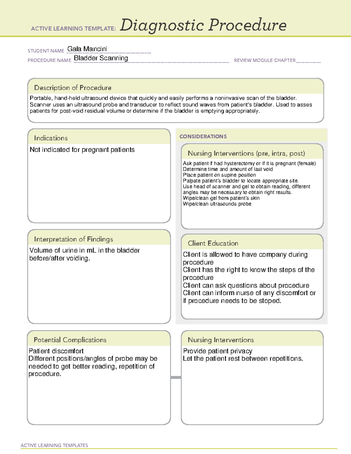 Template Bladder Scan - ACTIVE LEARNING TEMPLATES Diagnostic Procedure ...