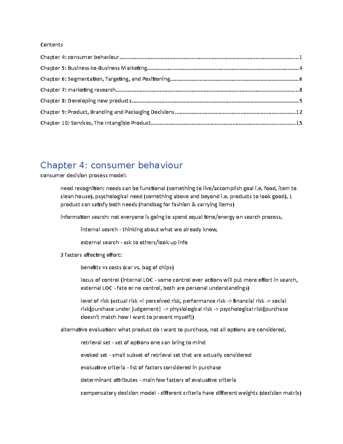 Marketing notes - Contents Chapter 4: consumer - Studocu