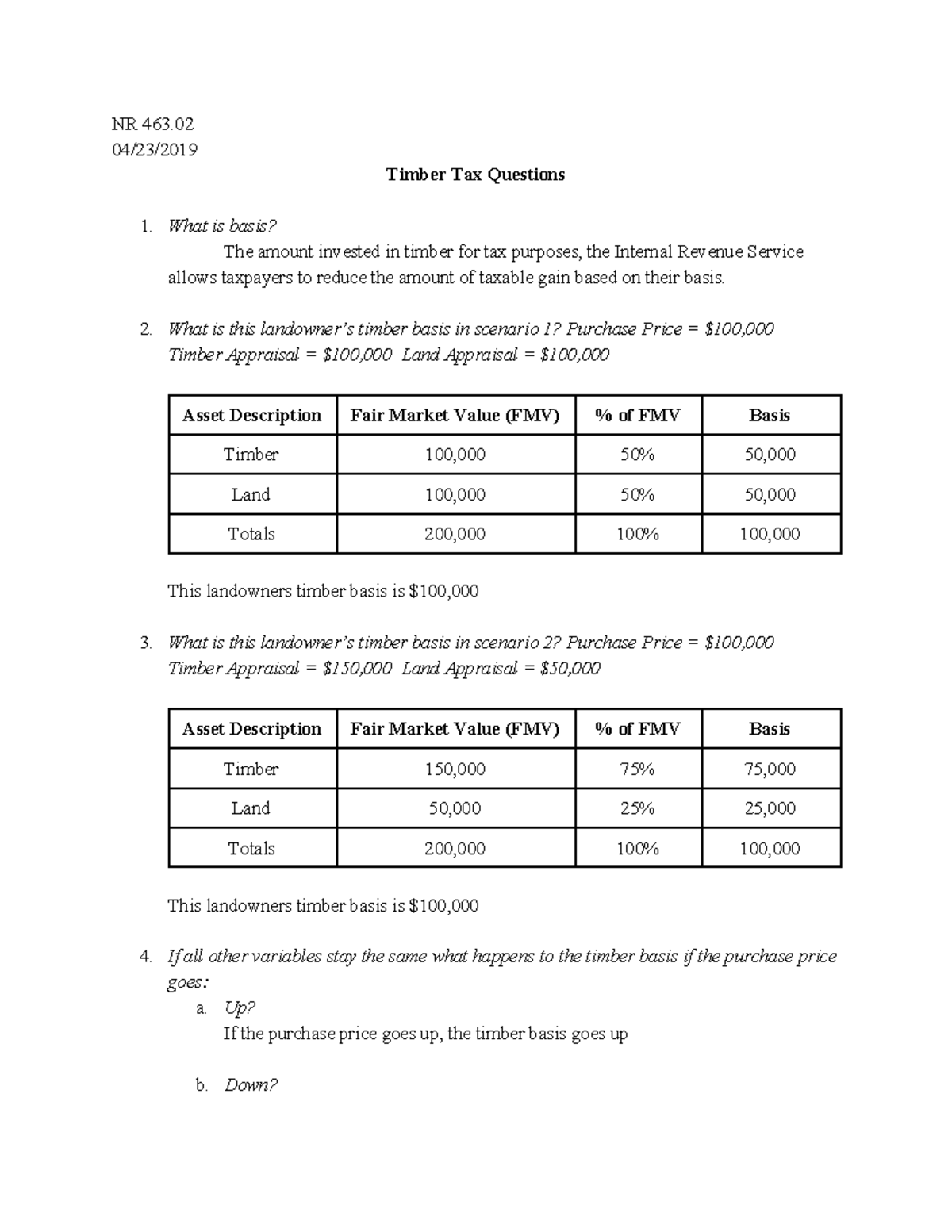 Timber Tax Questions NR 463. 04/23/ Timber Tax Questions What is