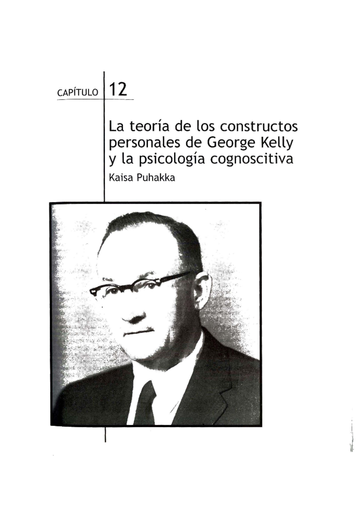 Capitulo 12 CAPíTULO 12 La teoria de los constructos personales de