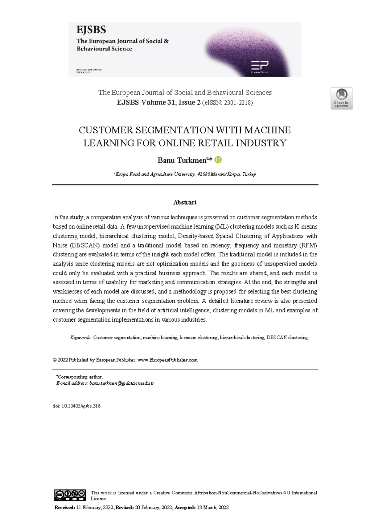 Customer segmentation methods based on online retail data - This work ...