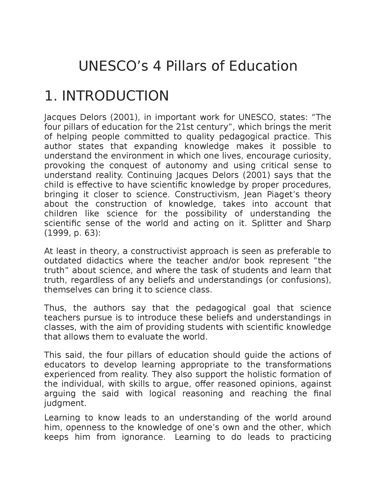 Unesco 4 Pillars OF Education - UNESCO’s 4 Pillars Of Education 1 ...