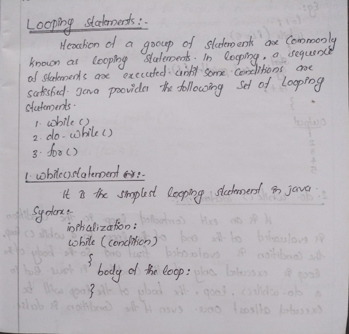 Looping Statements in java - Loqplncp s-1-kromls: -a 1hzxr:flm of Cl 8 ...