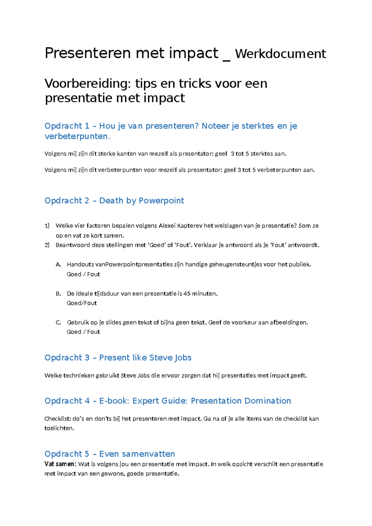 Werkdocument presenteren met impact - Presenteren met impact ...