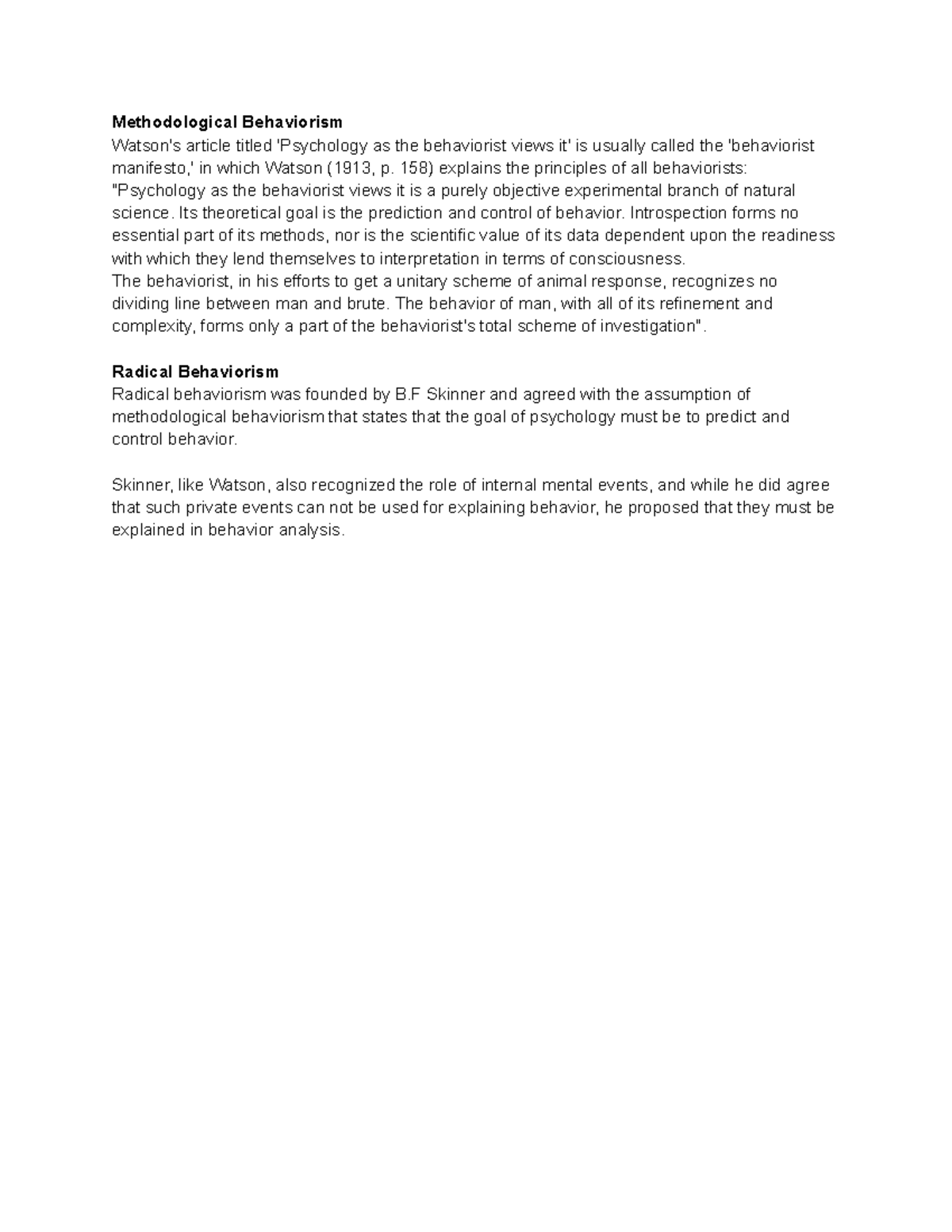 Types Of Behaviorism