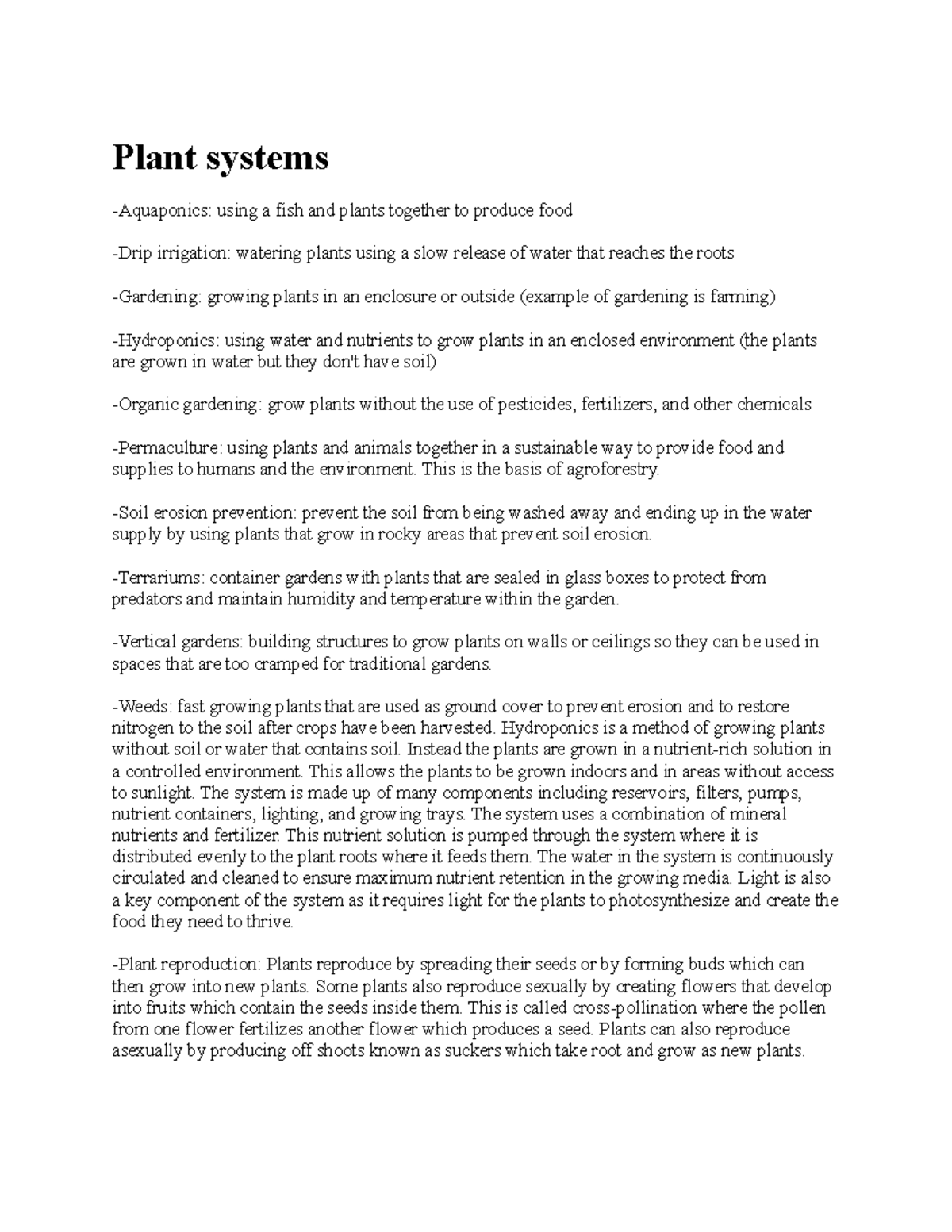 Biol 2 1 bio Plant systems Aquaponics using a fish and plants