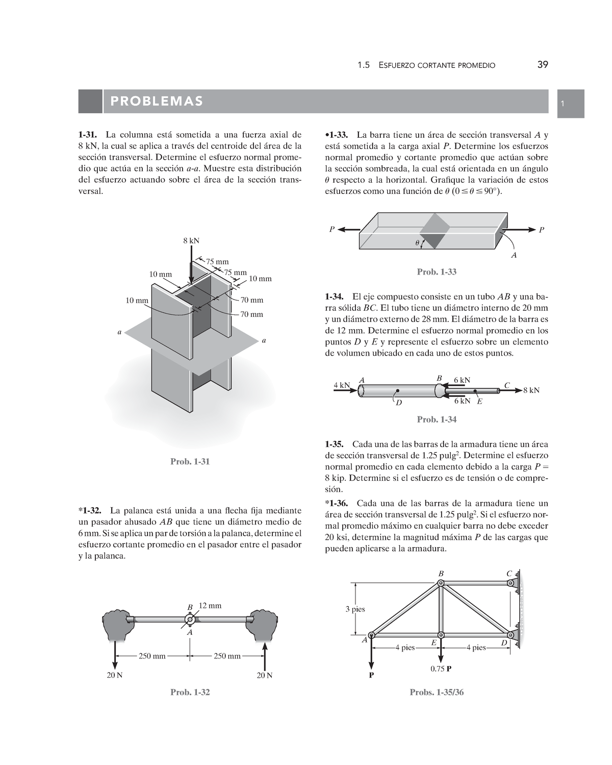 Resistencia De Materiales 1 Esfuerzo Cortante Promedio 39 1 2 3 4 5 6