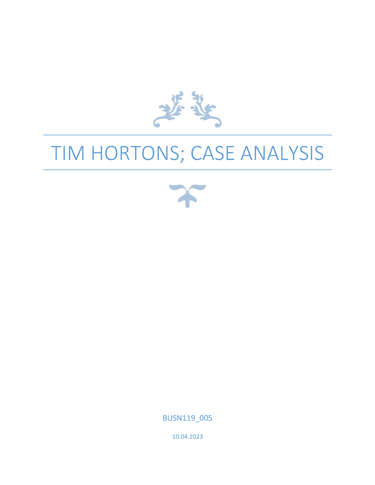 tim hortons case study analysis