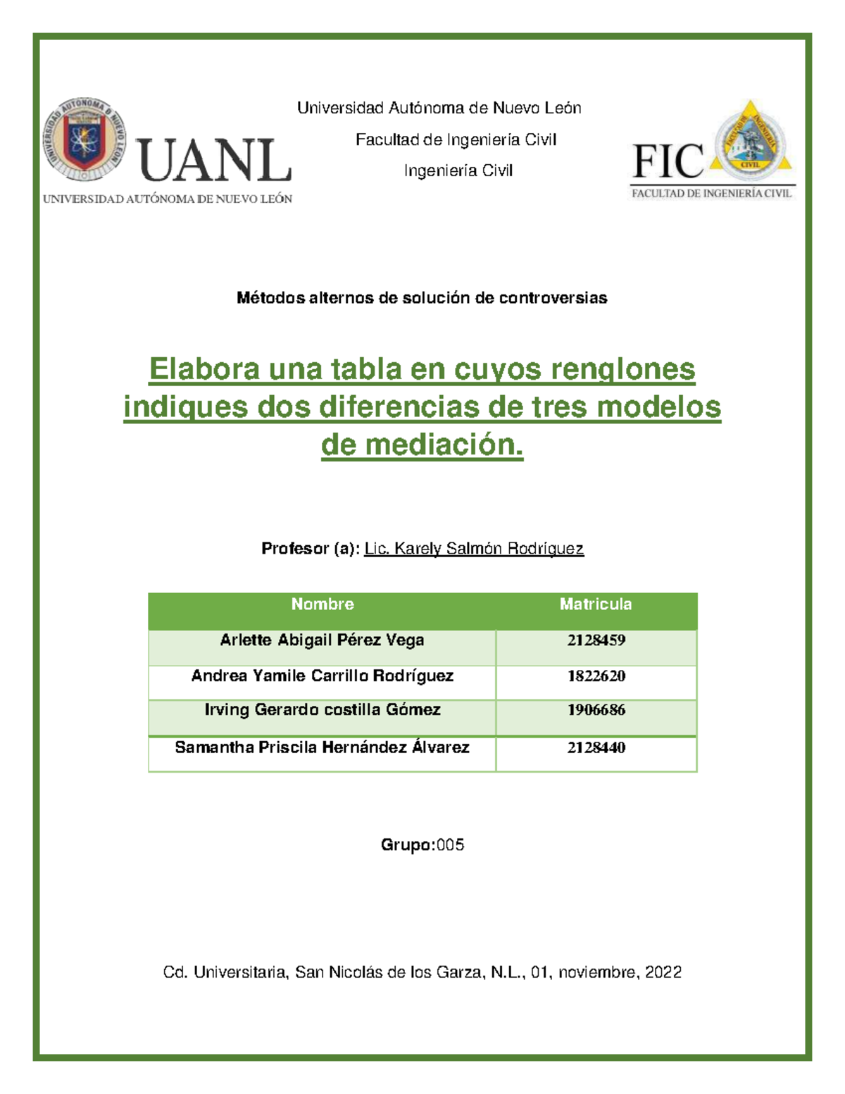 Actividad 7 U4 - Universidad Autónoma de Nuevo León Facultad de ...