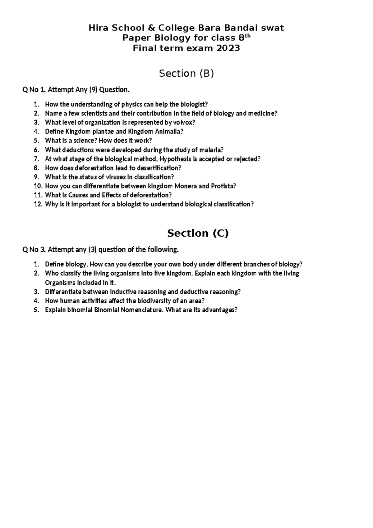 Paper bio - I am data entry export - Hira School & College Bara Bandai ...