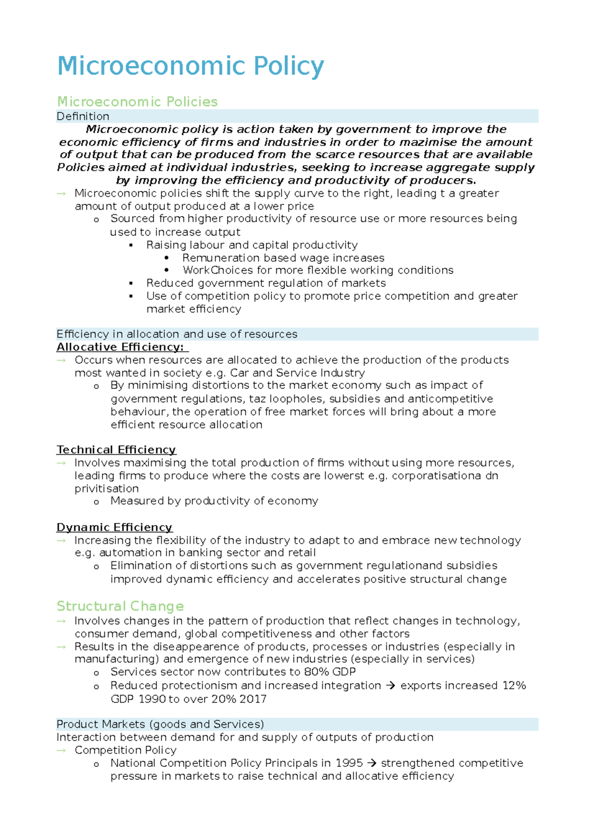 summary-of-microeconomic-policy-economics-microeconomic-policy