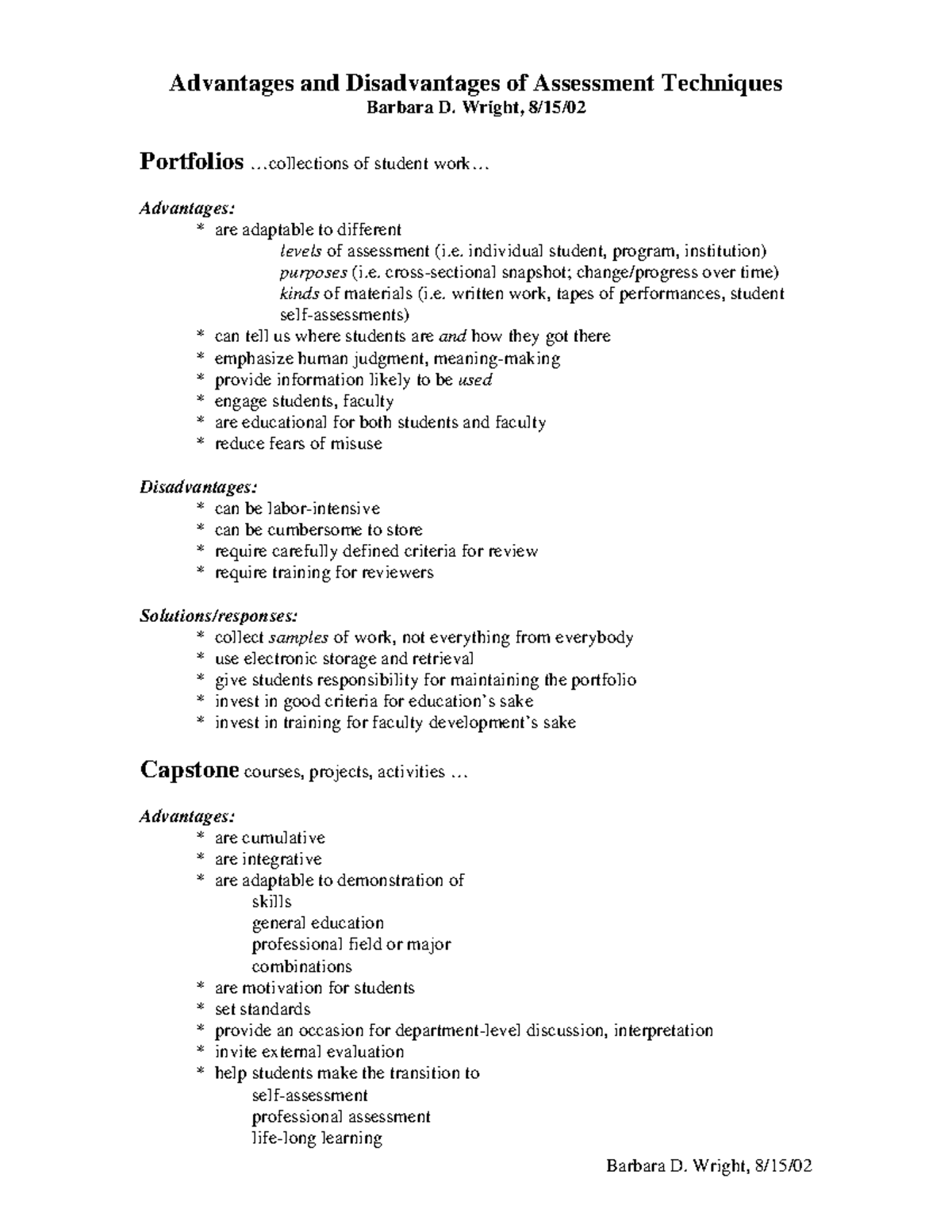 Advantage Disadvantages Of Forms Of Assessment Advantages And Disadvantages Of Assessment