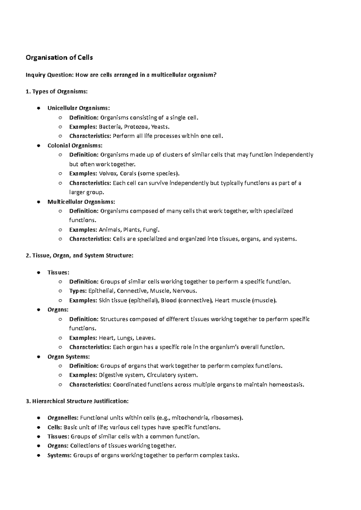 Organisation of Cells - Biology Prelims Study Notes - Organisation of ...