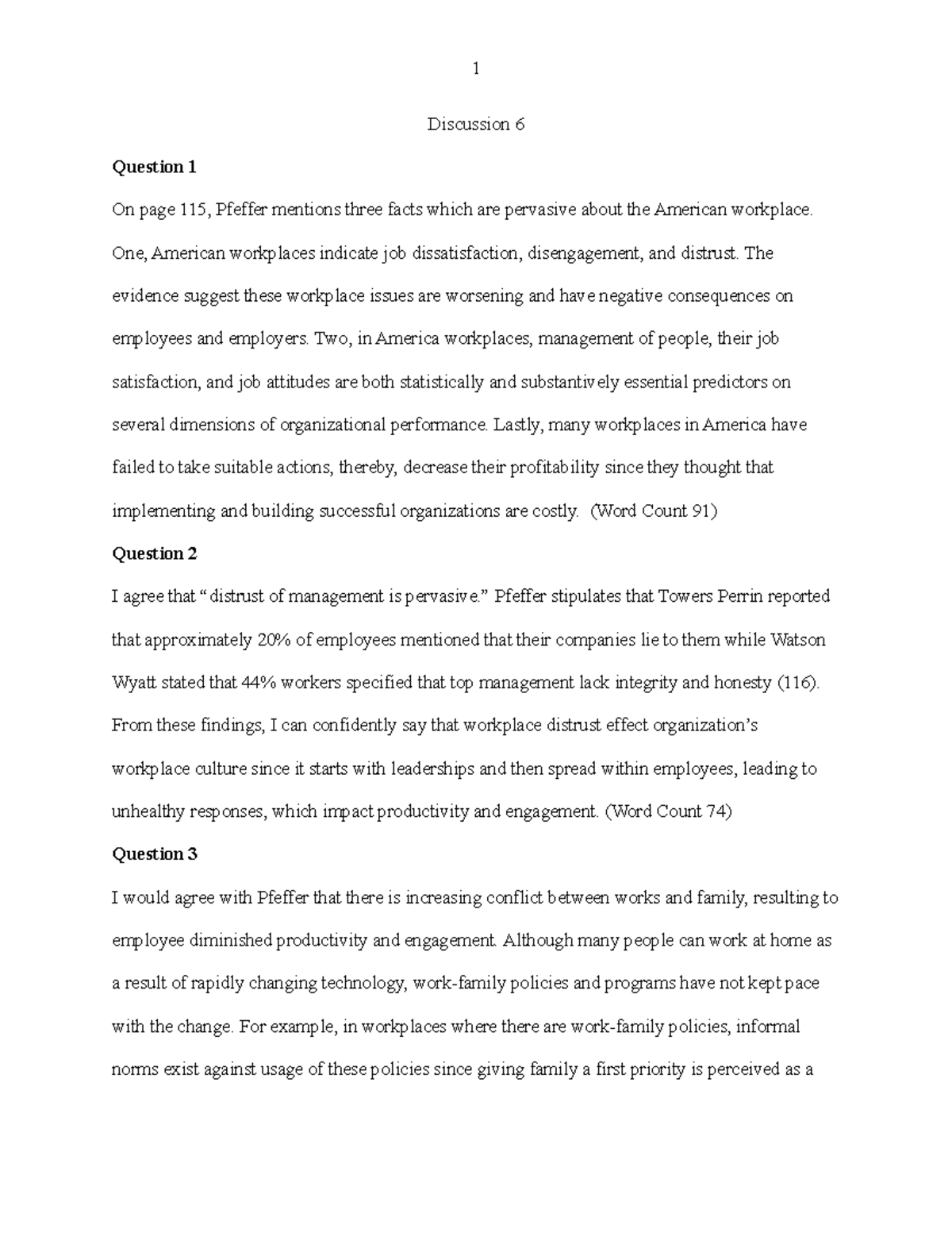Discussion Paper - Discussion 6 Question 1 On page 115, Pfeffer ...