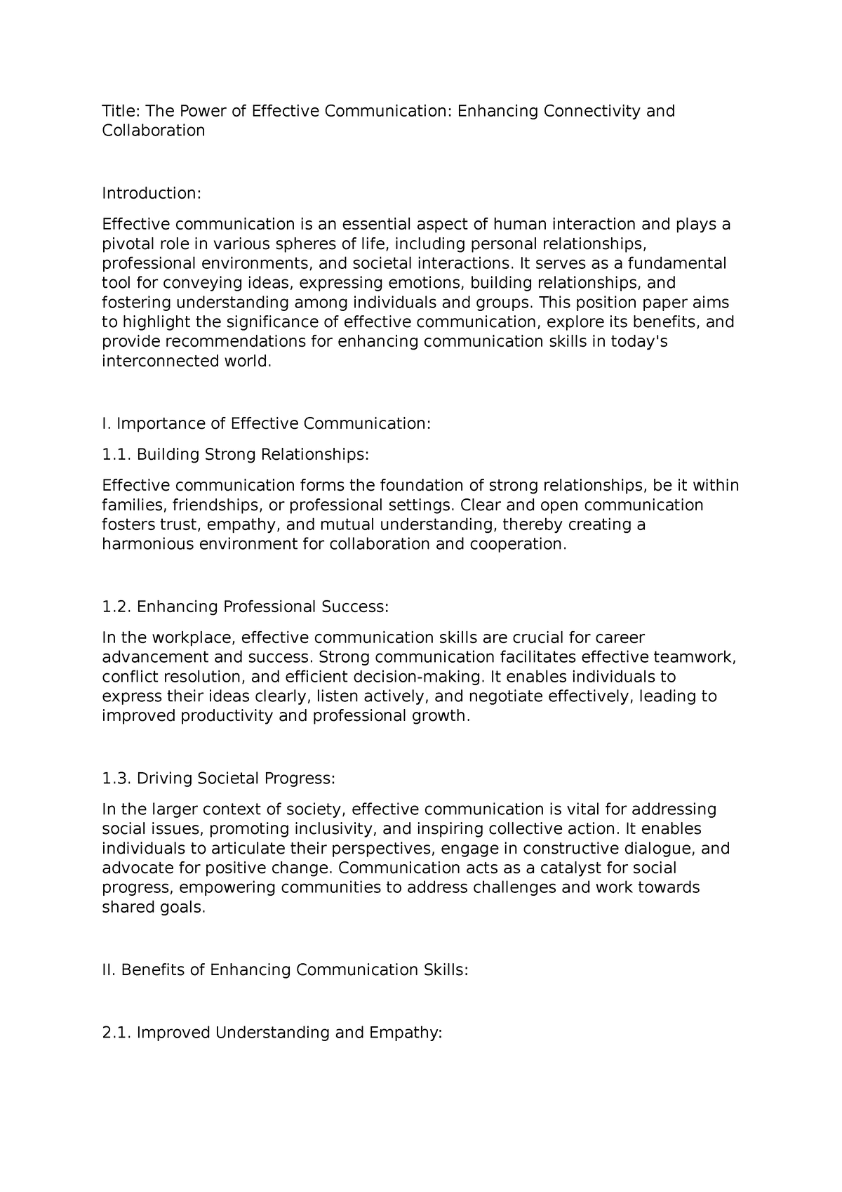 Position paper 1 - REFERENCE ONLY - Communication For Professionals ...