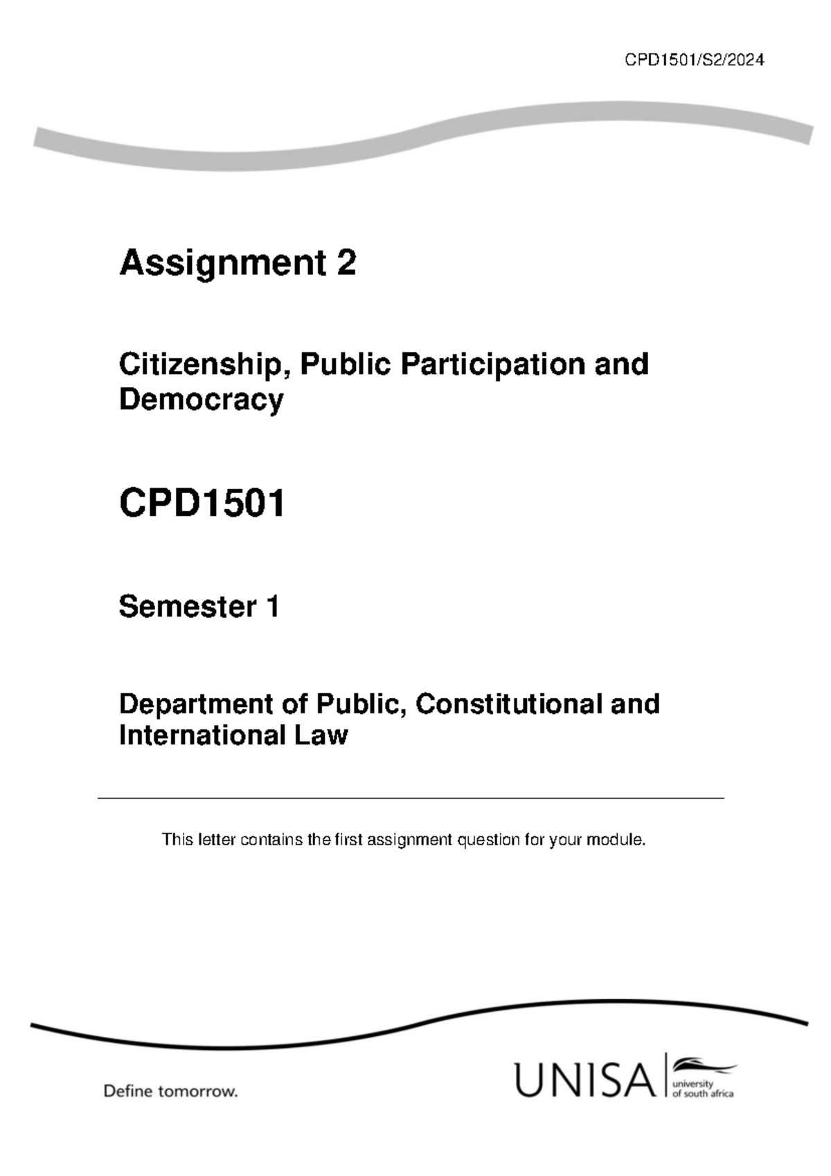 citizenship and public participation - CPD1501/S 2 /202 4 Assignment 2 ...