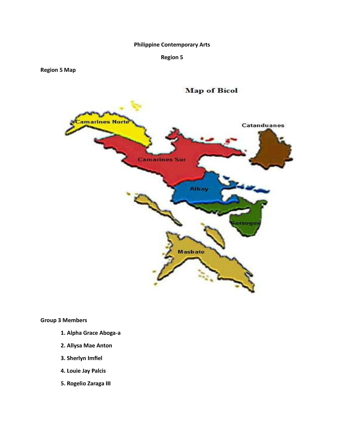 Region 5 and 6 Philippine Contemporary Arts Region 5 Region 5 Map