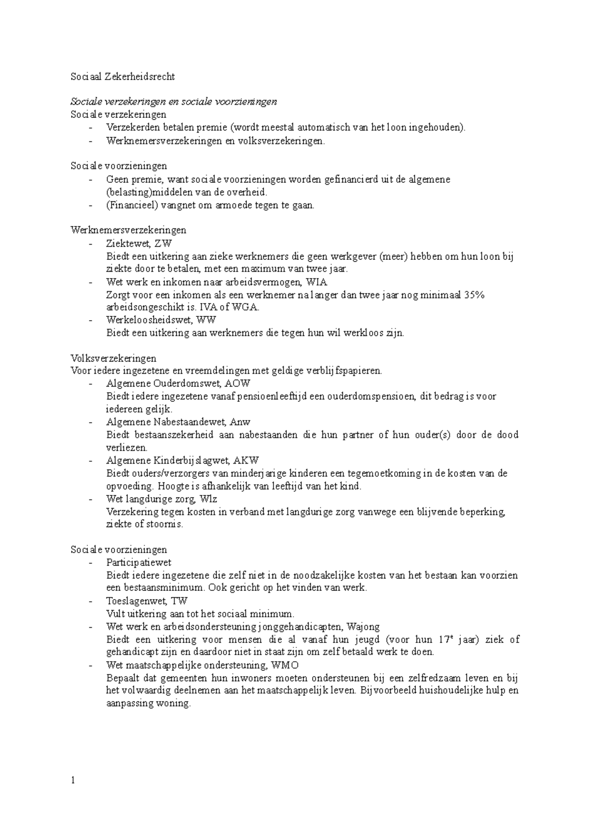 Sociale Zekerheidsrecht Samenvatting - Sociaal Zekerheidsrecht Sociale ...