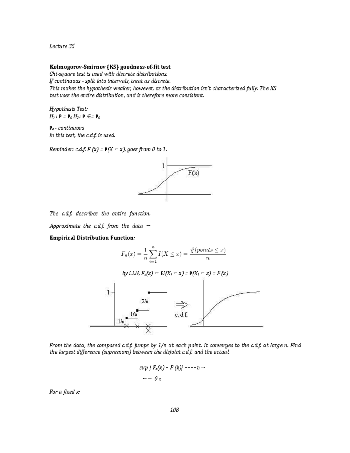 Kolmogorov-Smirnov (KS) goodness-of-fit test - Lecture 35 Kolmogorov ...