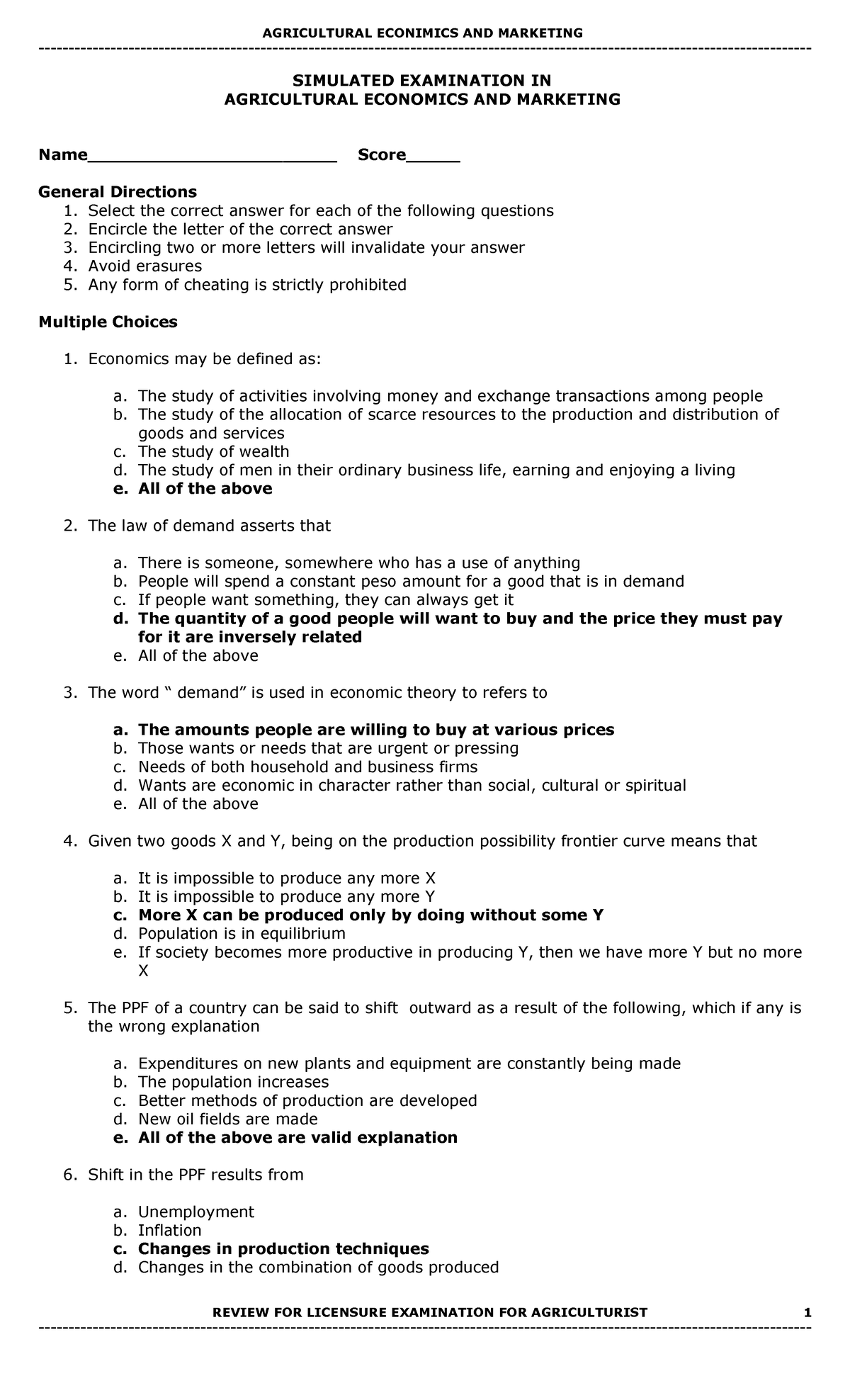 1-economics-simulated-examination-in-agricultural-economics-and