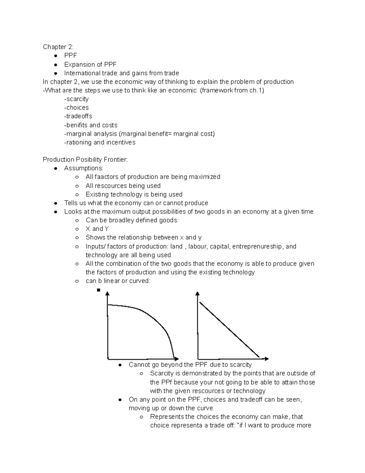 Econs Ch-2 Notes - Chapter 2: PPF Expansion of PPF International trade ...