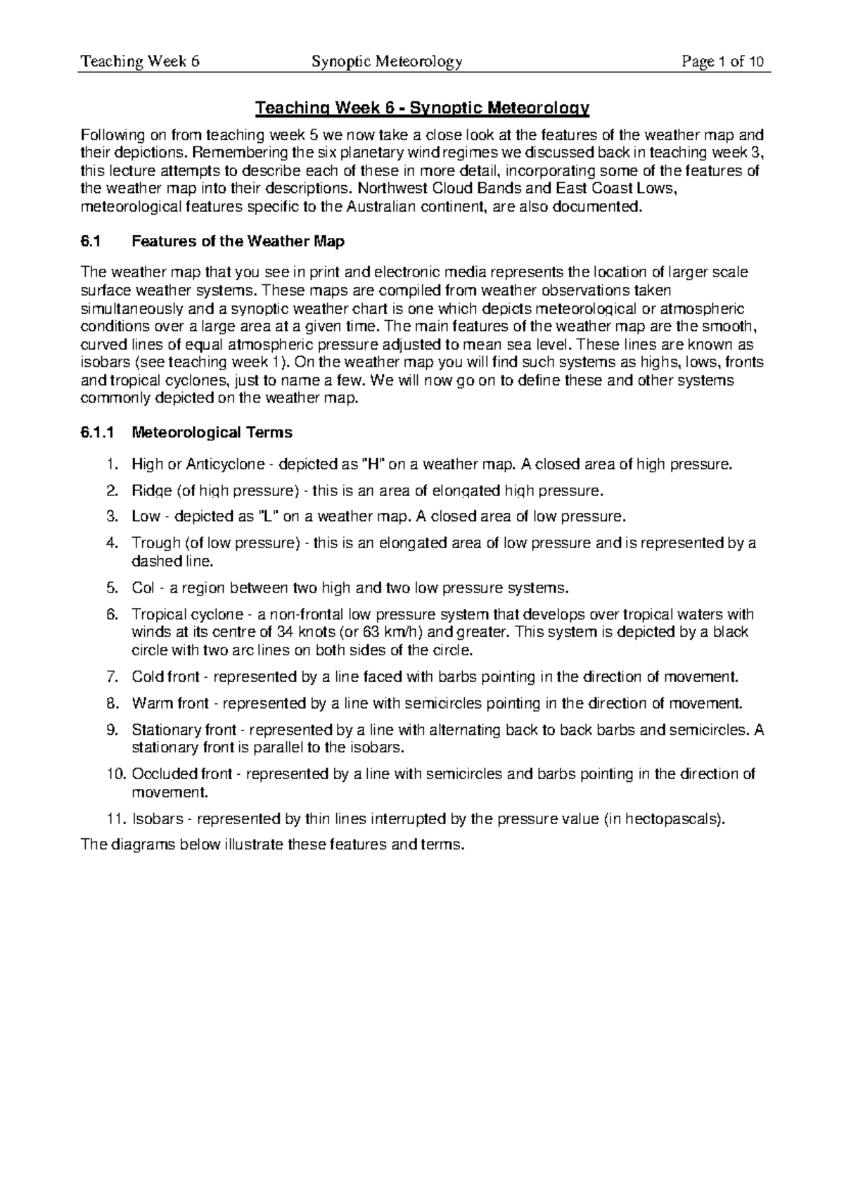 Revision Notes, Atmospheric Science, Week 6-9 - Teaching Week 6 ...