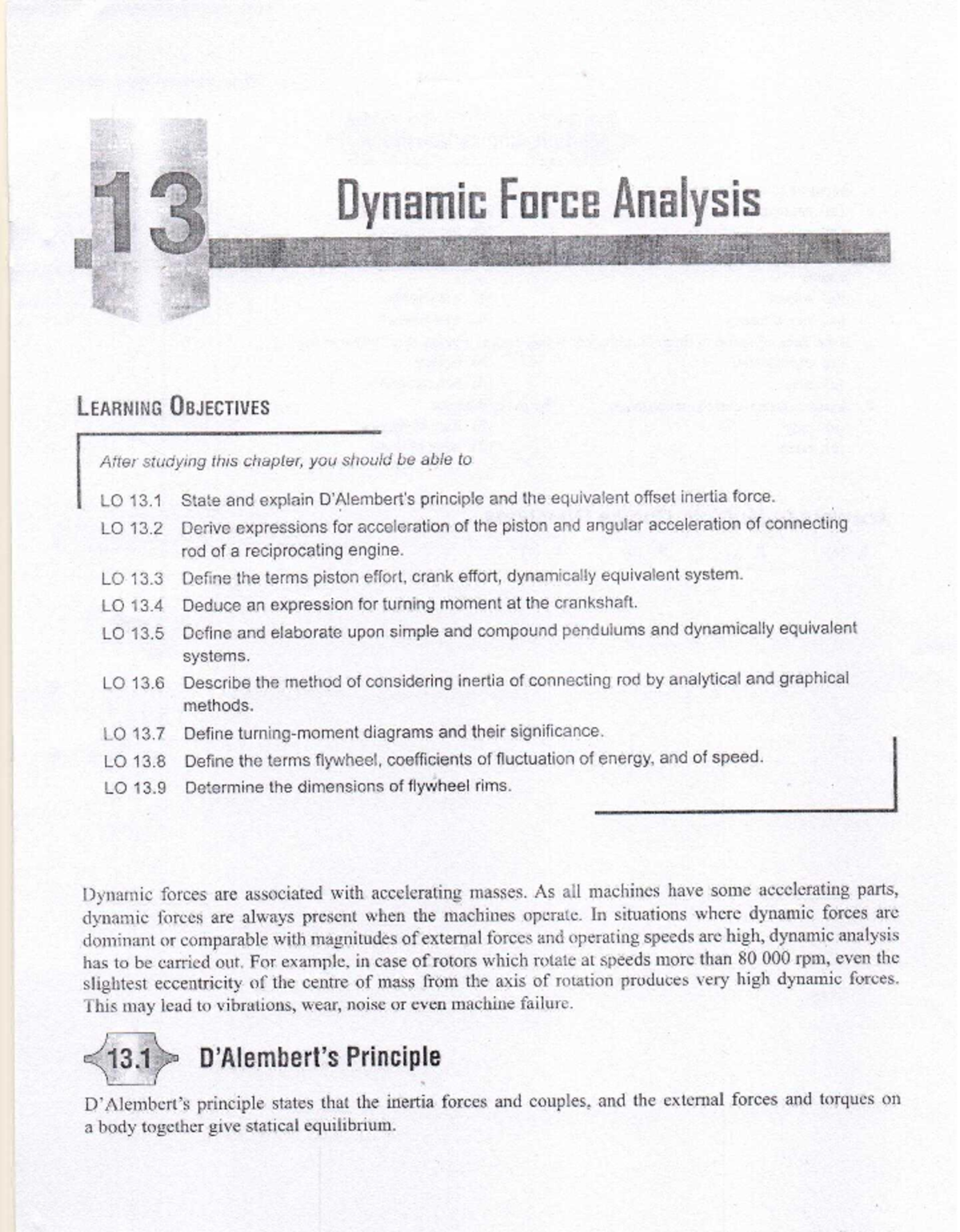 Rattan Chapter 13 DFA - Notes - 3 Dynamic Force Analysis LEARNING ...