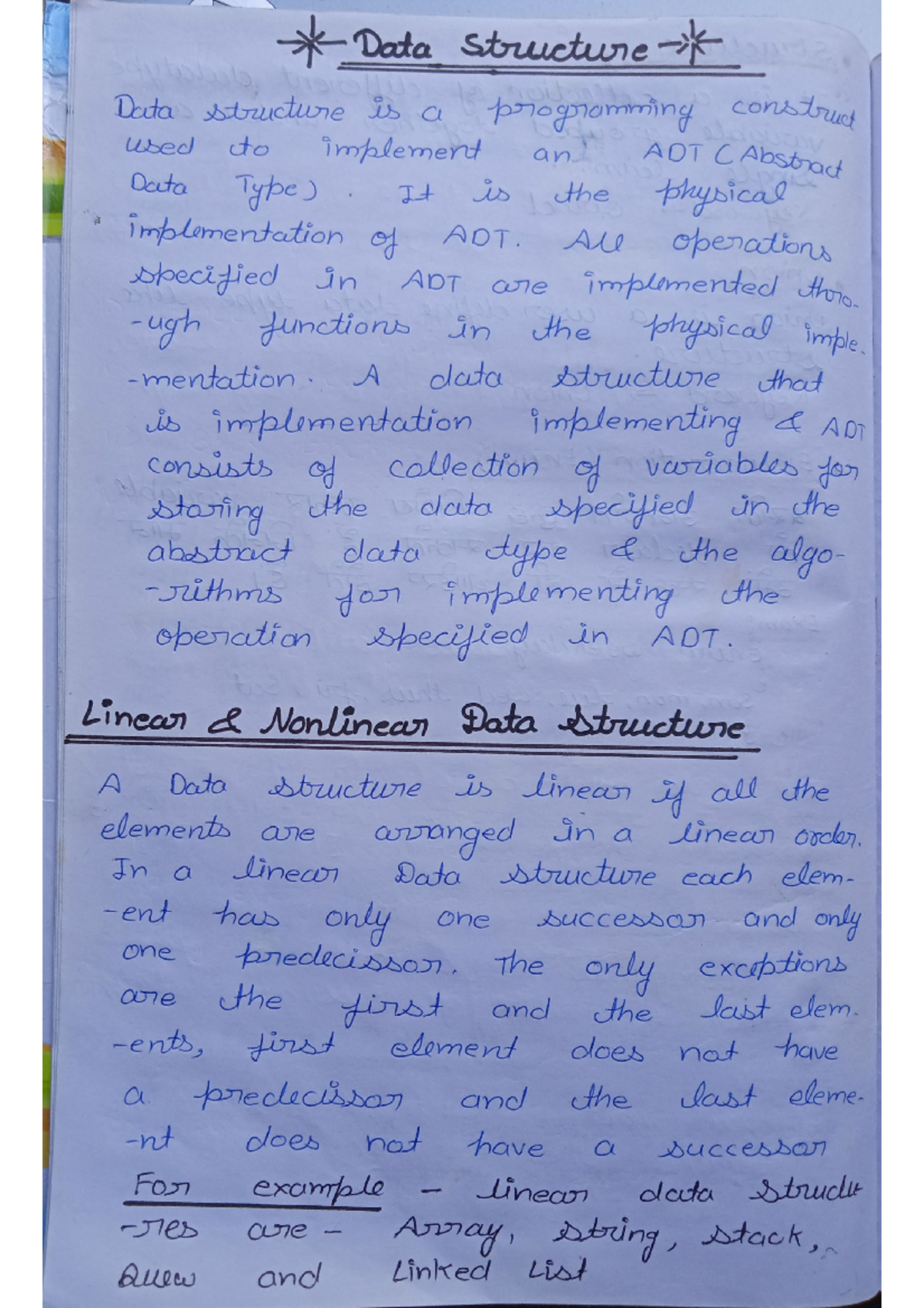 Data Structure Using C Hand Written Notes - B.tech - Studocu