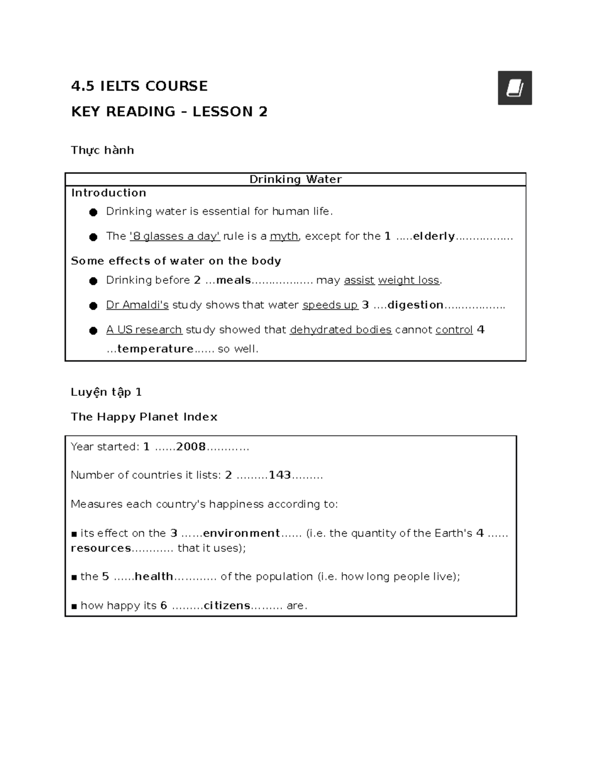 4.5 Ielts.Reading.Key 2 4 IELTS COURSE KEY READING LESSON 2 Thực