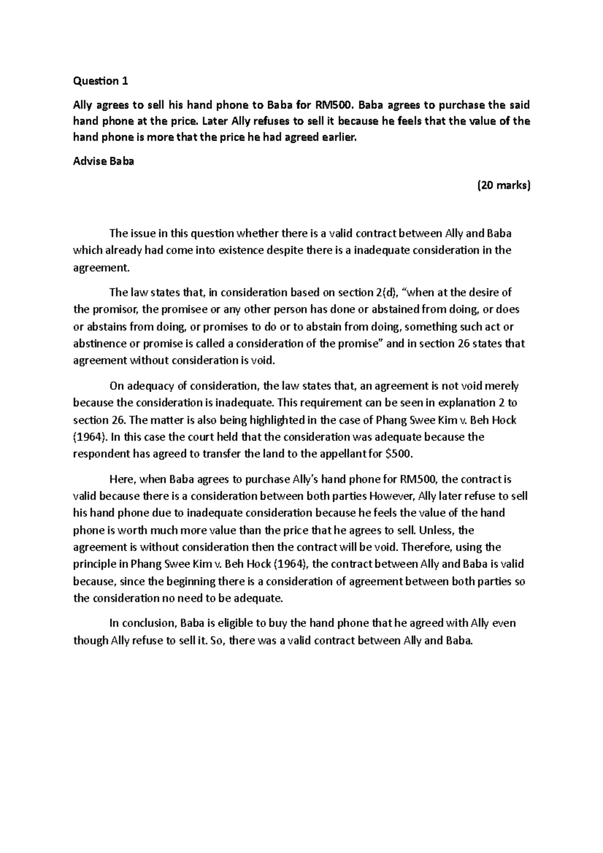 Phang Swee Kim V Beh I Hock Mrs Phang Swee Kim V Mr Beh I Hock Law3112 2 Youtube Appellant Contended That There Was An Oral Agreement Made Between Her