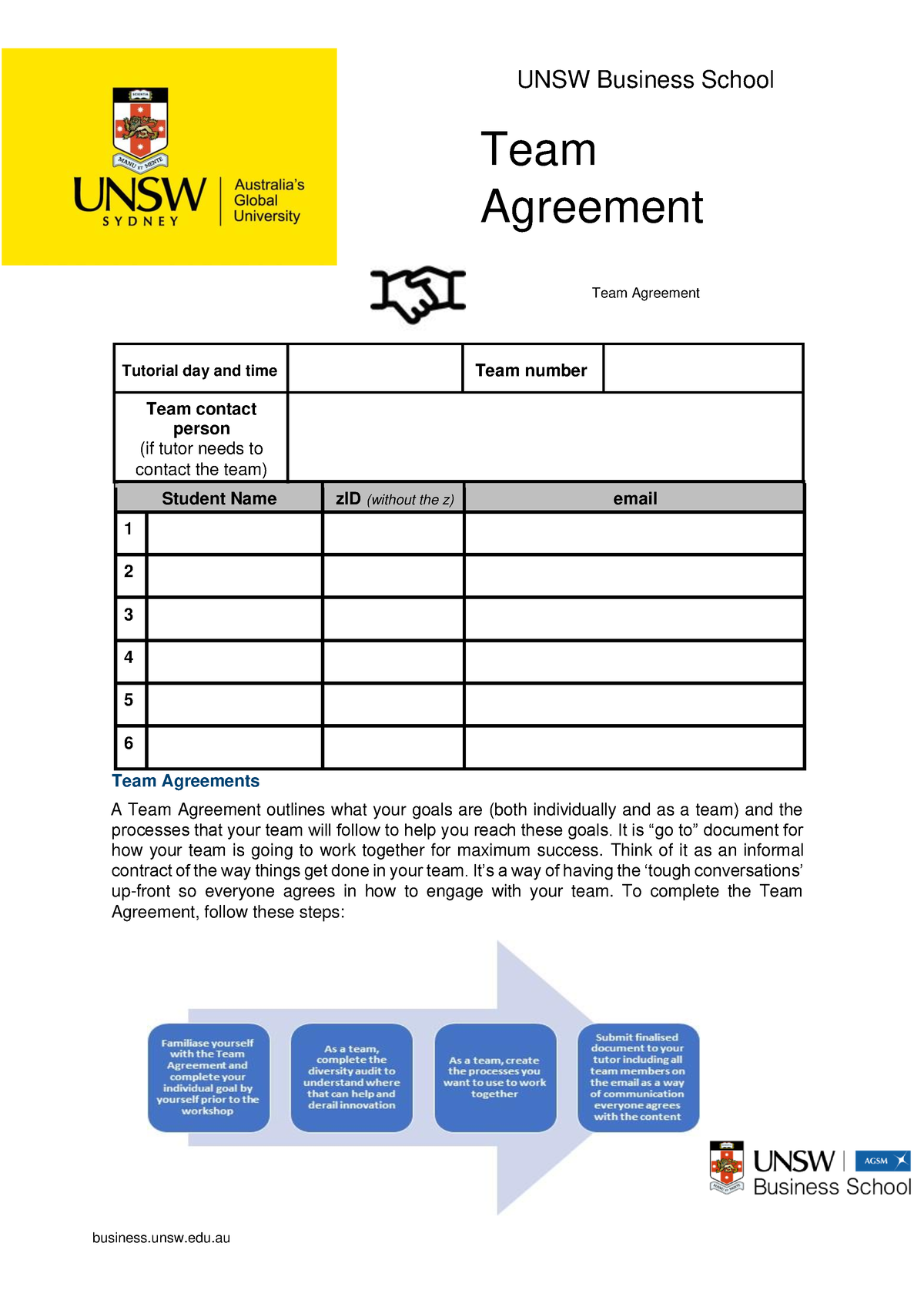 COMM1120 Week 2 Team Agreement - UNSW Business School Team Agreement ...