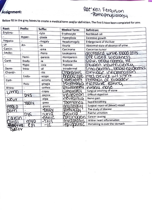 Cardio med terms - Homework - Week 9 Cardiovascular Medical Terminology ...