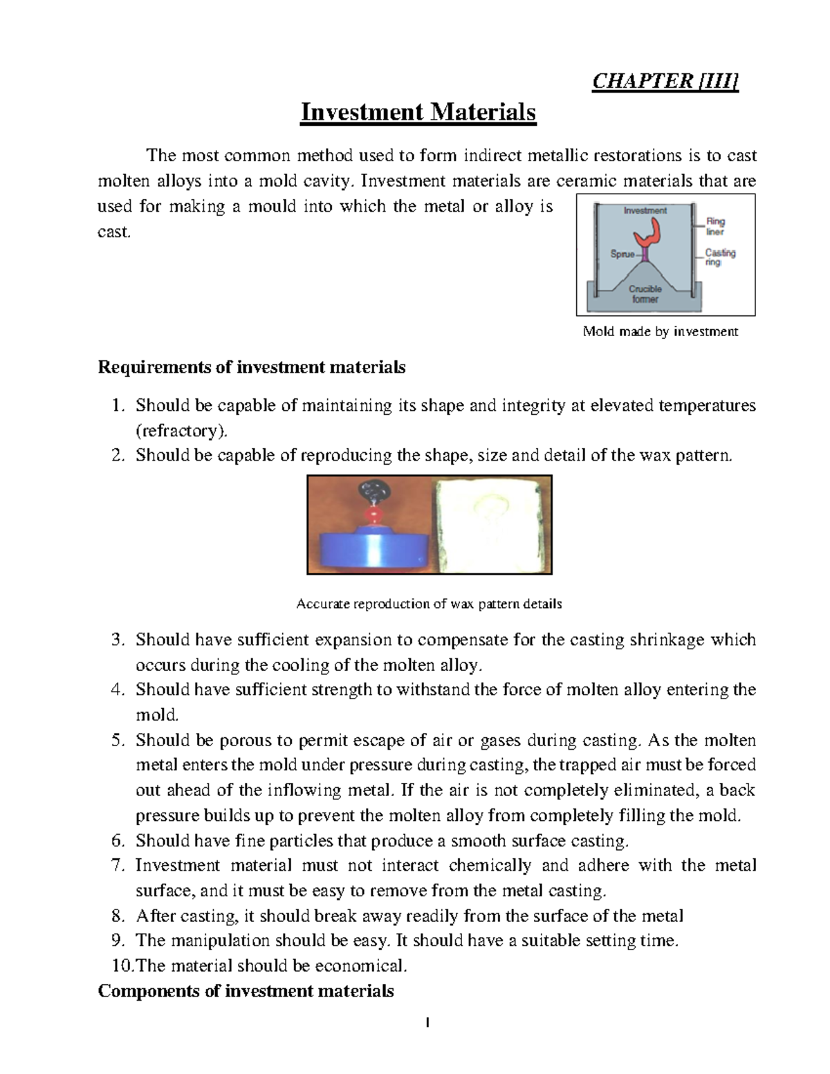 3 Investment materials CHAPTER [III] Investment Materials The most