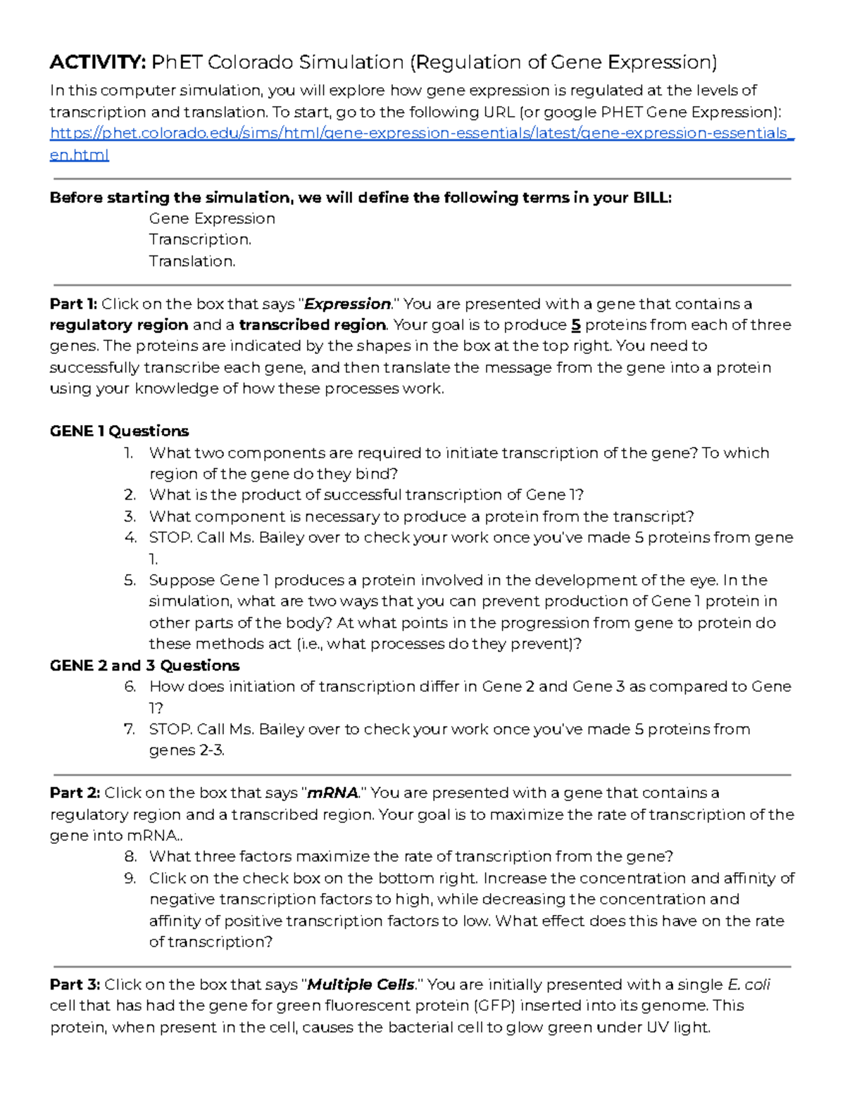 Copy of Activity Ph ET Colorado Simulation (Regulation of Gene