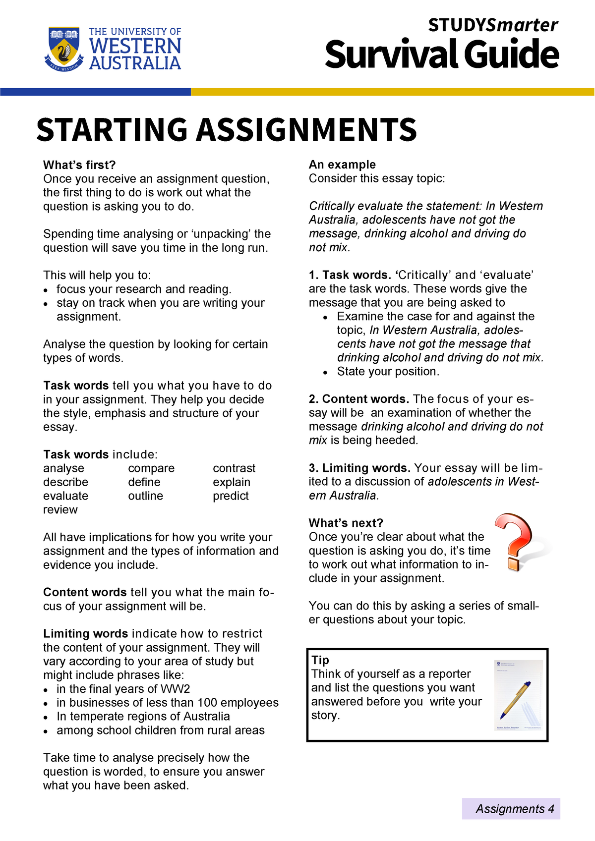 starting your assignments