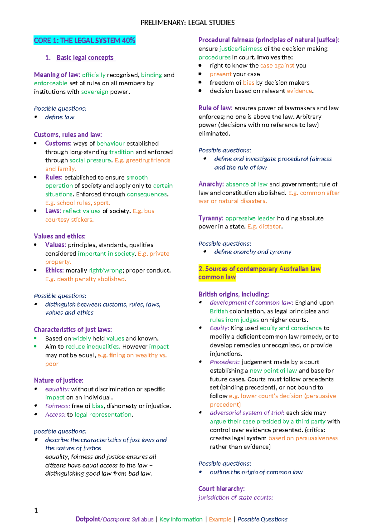 Courses arts legal 1540126742 2018 Legal Studies Notes - CORE 1: THE ...