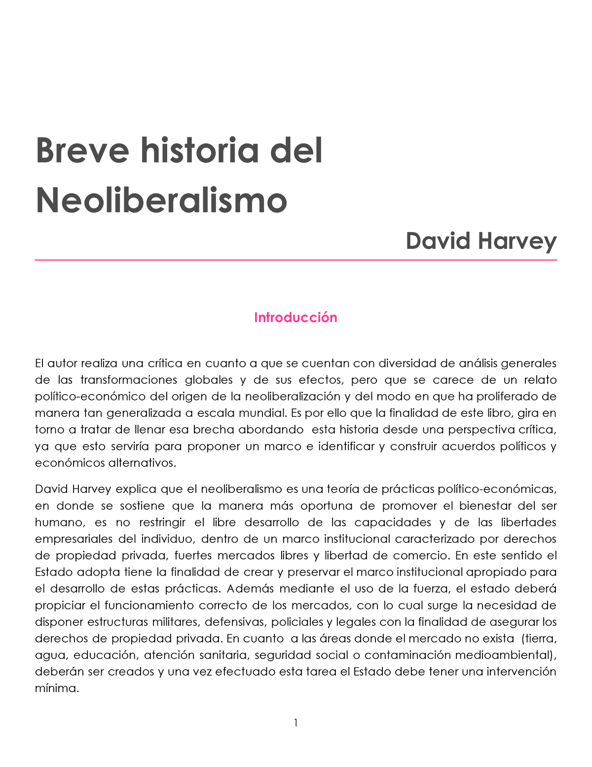 Breve Historia Del Neoliberalismo ( Resumen) - Breve Historia Del ...