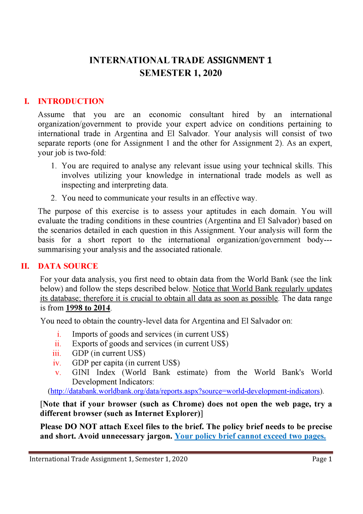 international trade assignments