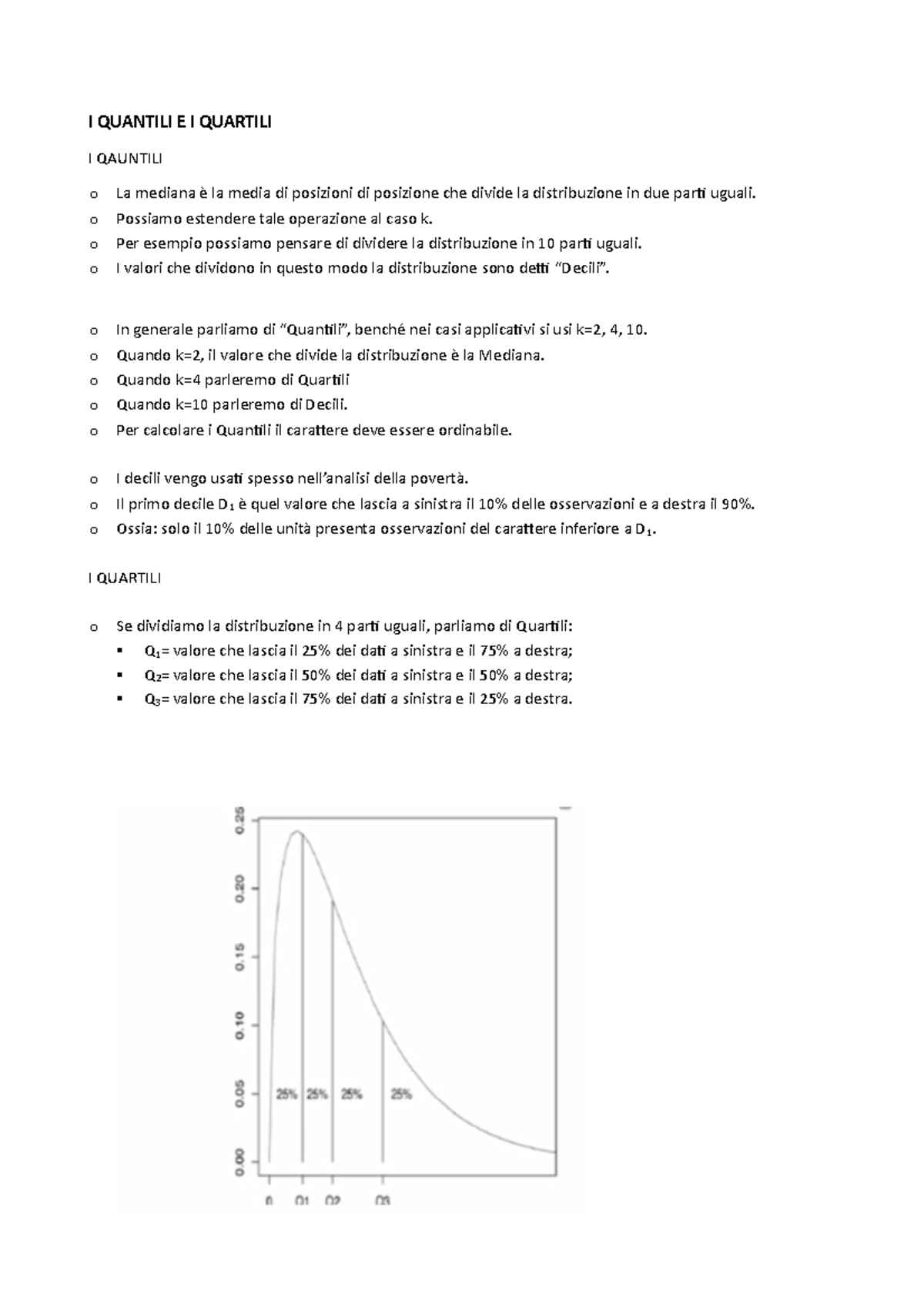 Quantili E Quartili - Statistica - I QUANTILI E I QUARTILI I QAUNTILI o ...