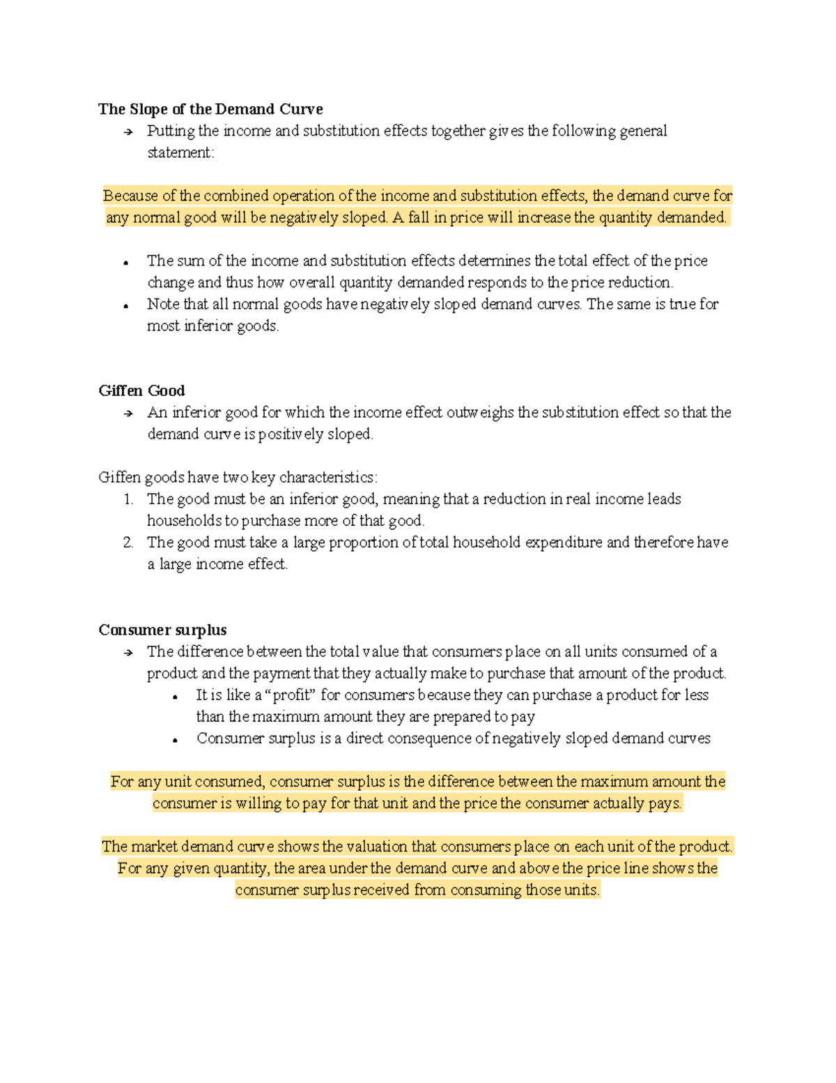Econ final notes-3 - The Slope of the Demand Curve Putting the income ...